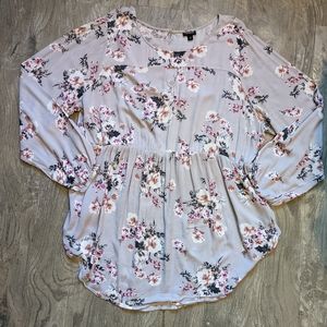 TORRID Women's Blouse babydoll keyhole grey floral size 3